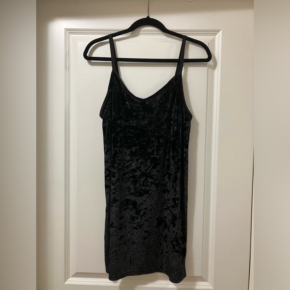 Topshop Black Velvet Slip Dress
